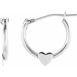 Hinged Hoop Earrings with Heart