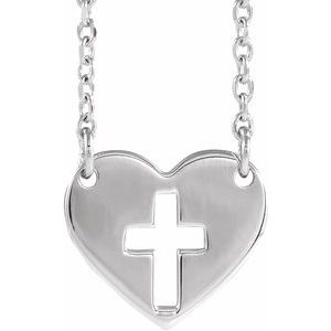 Pierced Cross Heart 16-18