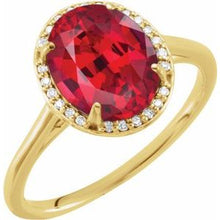 Load image into Gallery viewer, 10x8 mm Oval Rhodolite Garnet &amp; .06 CTW Diamond Ring
