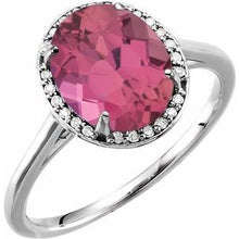 Load image into Gallery viewer, 10x8 mm Oval Rhodolite Garnet &amp; .06 CTW Diamond Ring
