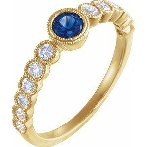 Blue Sapphire & 1/2 CTW Diamond Ring
