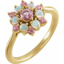 Load image into Gallery viewer, Baby Pink Topaz &amp; Ethiopian Opal Floral-Inspired Ring
