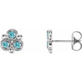 Aquamarine Three-Stone Earrings