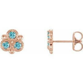 Aquamarine Three-Stone Earrings