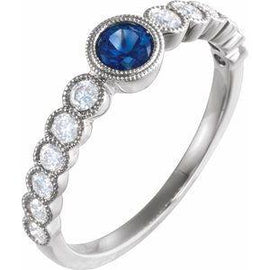 Blue Sapphire & 1/2 CTW Diamond Ring