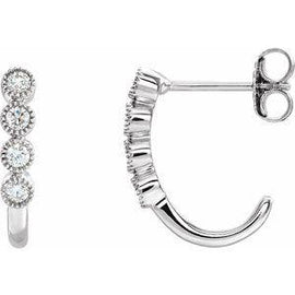 1/4 CTW Diamond J-Hoop Earrings