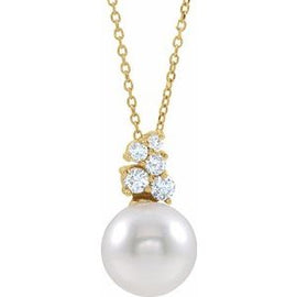 Freshwater Cultured Pearl & 1/4 CTW Diamond Pendant