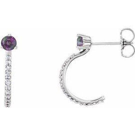 Aquamarine & 1/6 CTW Diamond Hoop Earrings