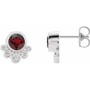 Mozambique Garnet & 1/8 CTW Diamond Earrings