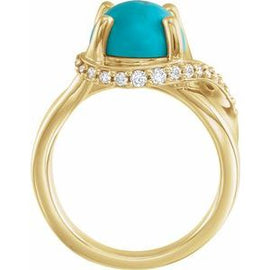 Turquoise & 1/6 CTW Diamond Ring