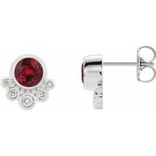 Load image into Gallery viewer, Mozambique Garnet &amp; 1/8 CTW Diamond Earrings
