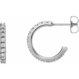 5/8 CTW Lab-Grown Diamond French-Set 15 mm Hoop Earrings