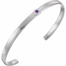 Load image into Gallery viewer, 14K White Natural Amethyst Cuff 6&quot; Bracelet
