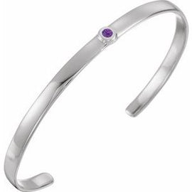 14K White Natural Amethyst Cuff 6