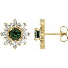 Load image into Gallery viewer, Green Tourmaline &amp; 3/4 CTW Diamond Earrings
