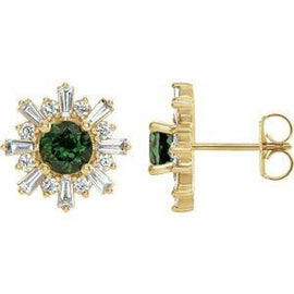 Green Tourmaline & 3/4 CTW Diamond Earrings