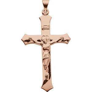 14K Rose 47.3x25.5 mm Crucifix Pendant
