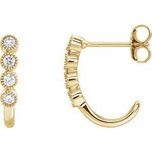 1/4 CTW Diamond J-Hoop Earrings