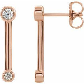 1/5 CTW Diamond Bezel-Set Bar Earrings