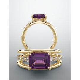 Amethyst & 1/5 CTW Diamond Ring