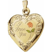Load image into Gallery viewer, 20x19 mm Enameled Roses &quot;I Love You&quot; Heart Locket
