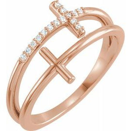 .06 CTW Diamond Sideways Cross Ring