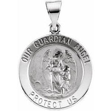 Load image into Gallery viewer, 18 mm Hollow Round Guardian Angel Medal
