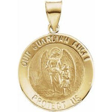 Load image into Gallery viewer, 18 mm Hollow Round Guardian Angel Medal
