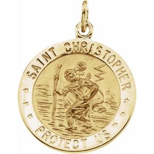 14K Yellow 22 mm St. Christopher Medal