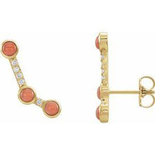 Load image into Gallery viewer, Pink Coral &amp; .01 CTW Diamond Scattered Cabochon Ear Climbers
