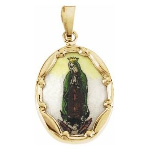 13x10 mm Our Lady of Guadalupe Hand-Painted Porcelain Medal