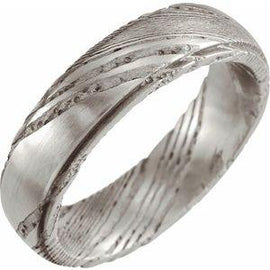 Damascus Steel 8 mm Patterned Flat Edge Band