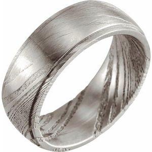 Damascus Steel 8 mm Patterned Flat Edge Band