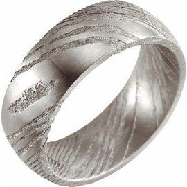Damascus Steel 8 mm Flat Patterned Band