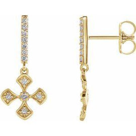 1/5 CTW Diamond Cross Dangle Earrings