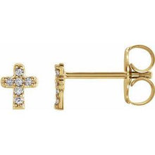 Load image into Gallery viewer, .06 CTW Diamond Youth Cross Earrings
