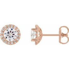 Load image into Gallery viewer, 4 mm Round Forever One™ Moissanite and 1/8 CTW Diamond Earrings
