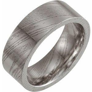 Damascus Steel 8 mm Patterned Flat Band