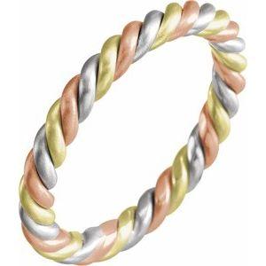 14K Tri-Color 2.5 mm Rope Band