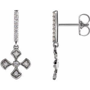 1/5 CTW Diamond Cross Dangle Earrings