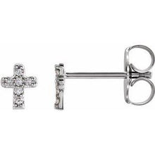 Load image into Gallery viewer, .06 CTW Diamond Youth Cross Earrings
