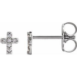 .06 CTW Diamond Youth Cross Earrings