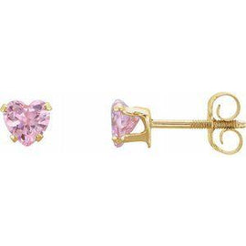 4x4 mm Heart Amethyst Youth Stud Earrings