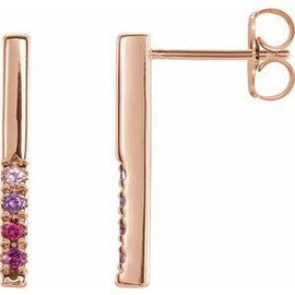 Pink Multi-Gemstone French-Set Bar Earrings