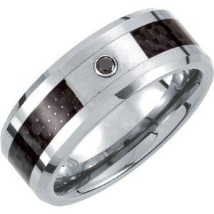 Carbon Fiber .05 CT Black Diamond 8 mm Band