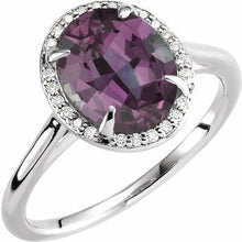 Load image into Gallery viewer, 10x8 mm Oval Rhodolite Garnet &amp; .06 CTW Diamond Ring
