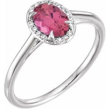 Load image into Gallery viewer, 10x8 mm Oval Rhodolite Garnet &amp; .06 CTW Diamond Ring
