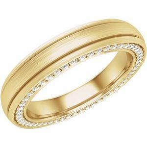 4 mm 1/2 CTW Diamond Grooved Band with Satin Finish
