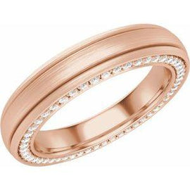 4 mm 1/2 CTW Diamond Grooved Band with Satin Finish