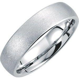 White 6 mm Rounded Edge Domed Sandblasted Band